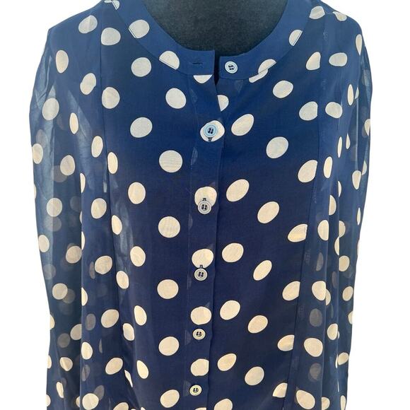 MINKPINK women's XS Navy polk a dot blouse - Picture 1 of 9